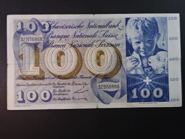 100 Franken 21.12.1961, podpis 40, BNB B334d, Pi. 49d