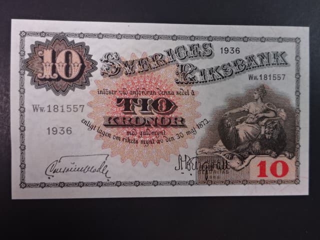 10 Kronor 1936 série Ww- var. podpisu, Pi. 34s