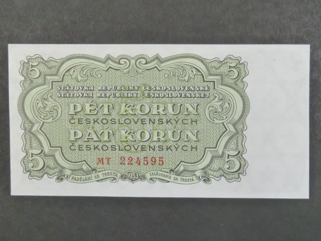 5 Kčs 1953 série MT, tiskárna STC Praha