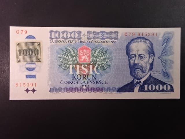 1000 Kč 1985/1993 série C 79, kolek lepený