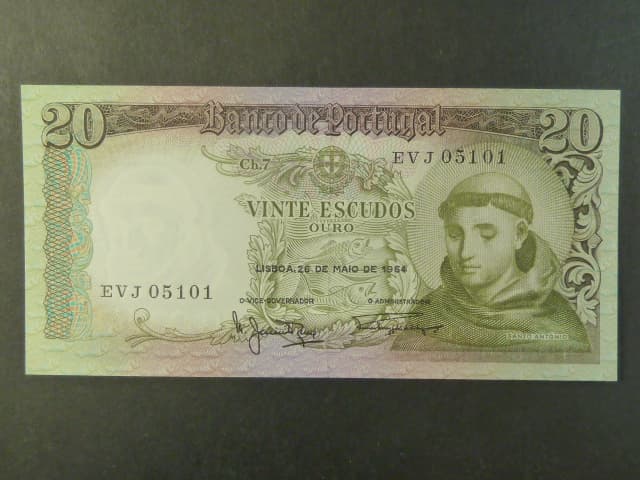20 Escudos 1964, Pi. 167b, varianta podpisu 2