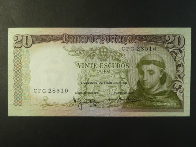 20 Escudos 1964, Pi. 167b, varianta podpisu 3