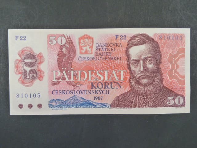 50 Kčs 1987 série F 22, sériové čísla blíž u sebe