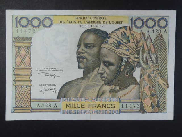 ZÁPADNÍ AFRIKA, POBŘEŽÍ SLONOVINY, 1000 Francs 1976, BNB. B108Ak, Pi. 103Aj