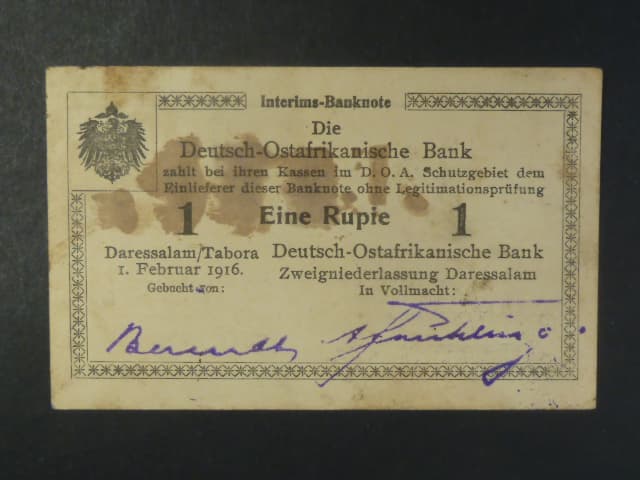 Německá Východní Afrika, 1 Rupie 1.2.1916 série L2, Ro. 928/19, Grab. DOA-30a