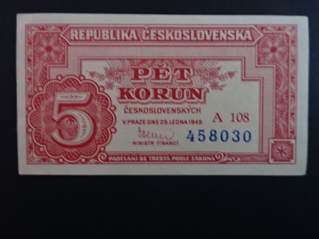 5 Kčs 1949 série A 108