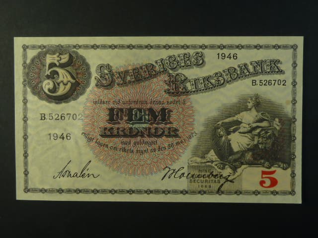 5 Kronor 1946 var. podpisu 4, Pi. 33ac.