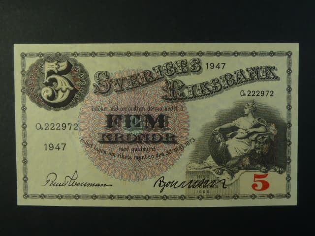 5 Kronor 1947 var. podpisu 1, Pi. 33ad.