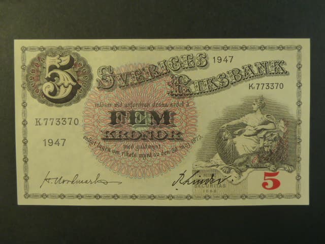 5 Kronor 1947 var. podpisu 5, Pi. 33ad.