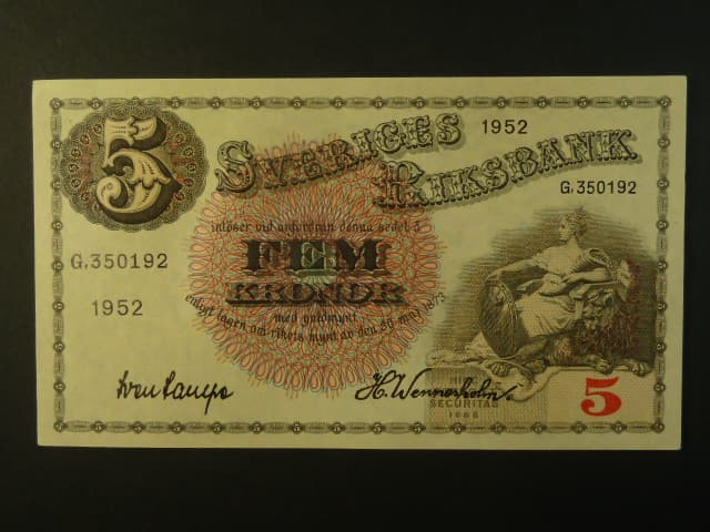 5 Kronor 1952 var. podpisu 4, Pi. 33ai