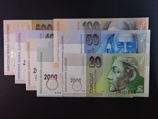 sada bankovek 20 - 5000 Sk 2000 s přítiskem Bi-milénium
