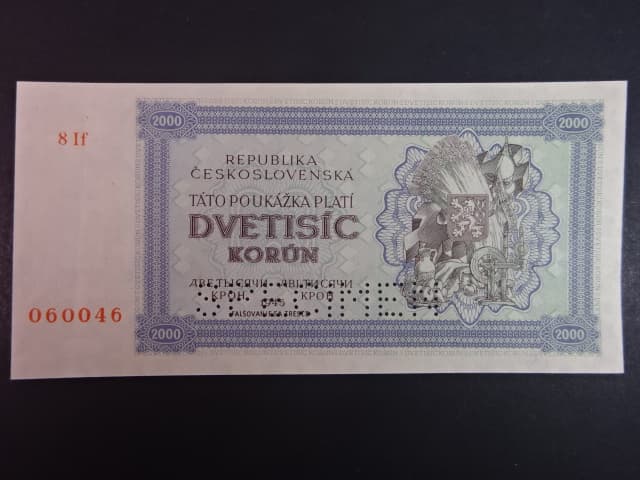 2000 K 1945 série 8 If, perf. SPECIMEN dole, poloha vodoznaku A