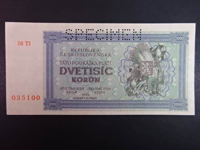 2000 K 1945 série 16 Tl, perf. SPECIMEN nahoře, poloha vodoznaku A
