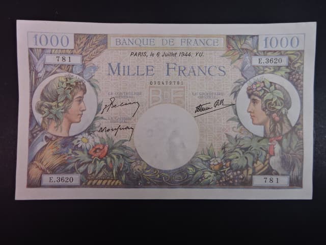 1000 Francs 6.7.1944, BNB. 972b, Pi. 96