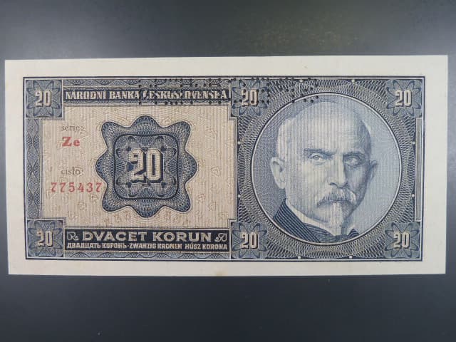 20 Kč 1926 série Ze, perf. SPECIMEN z líce