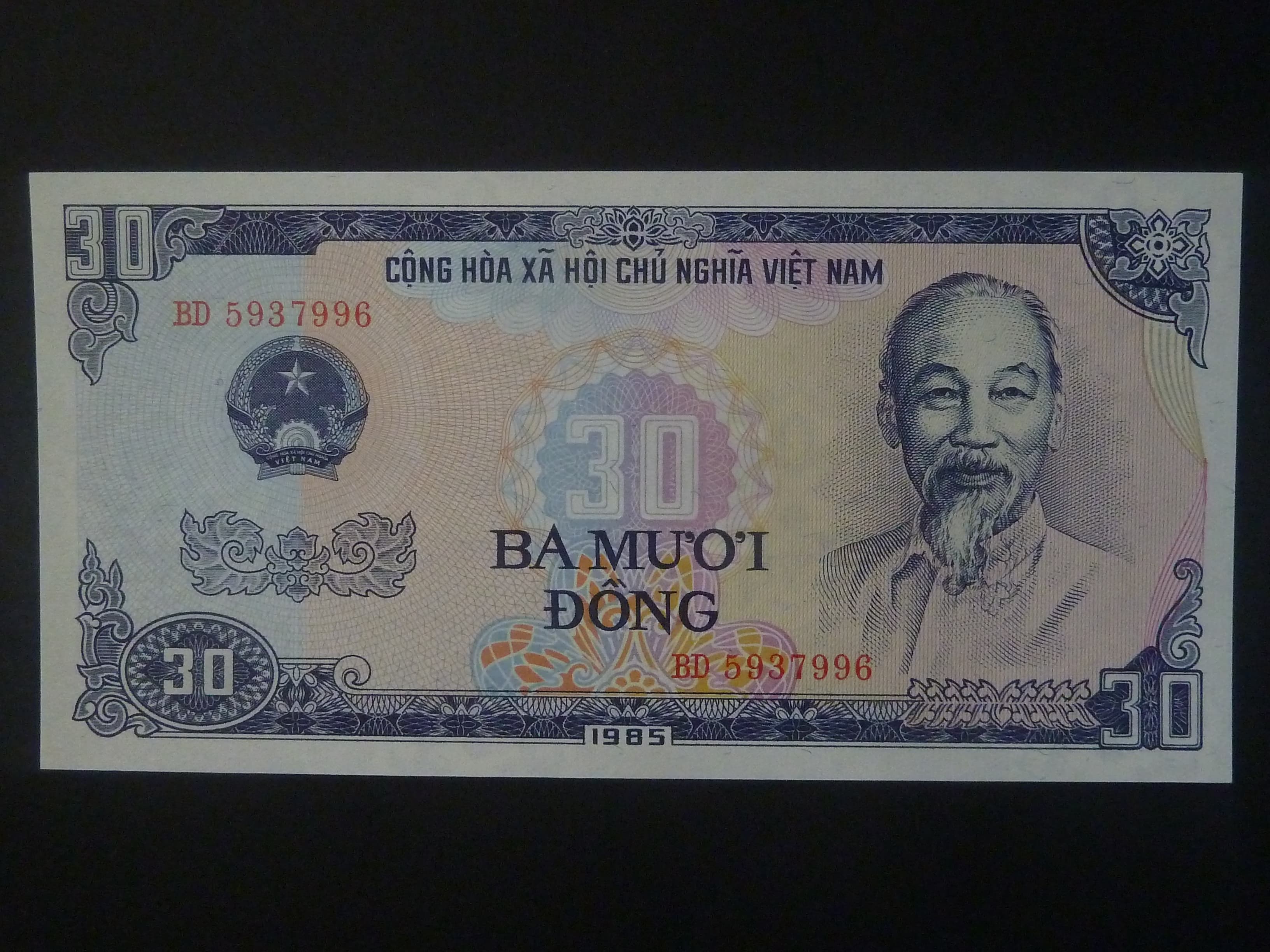 VIETNAM JIŽNÍ,30 Dong 1985, BNB. B323a, Pi. 95