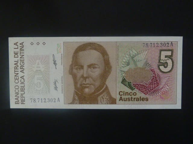 ARGENTINA, 5 Australes 1987, BNB. B377b, Pi. 324