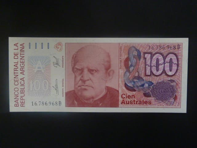 ARGENTINA, 100 Australes 1989, BNB. B380e, Pi. 327