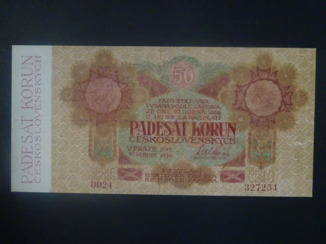 50 Kč 1919 série 0024 úzké číslice