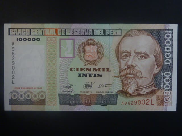 PERU, 100000 Soles de Oro 1989, BNB. B485a, Pi. 145