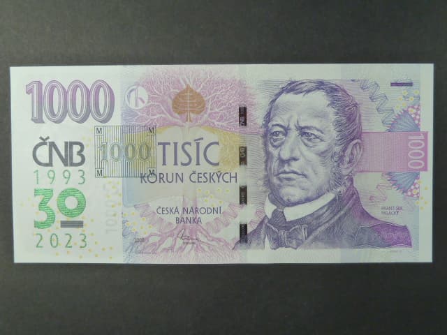 1000 Kč 2023 série R 87 000015 pamětní s přítiskem ČNB 30 LET 1993 - 2023