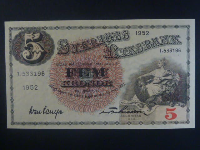 5 Kronor 1952 var. podpisu 12, Pi. 33ai