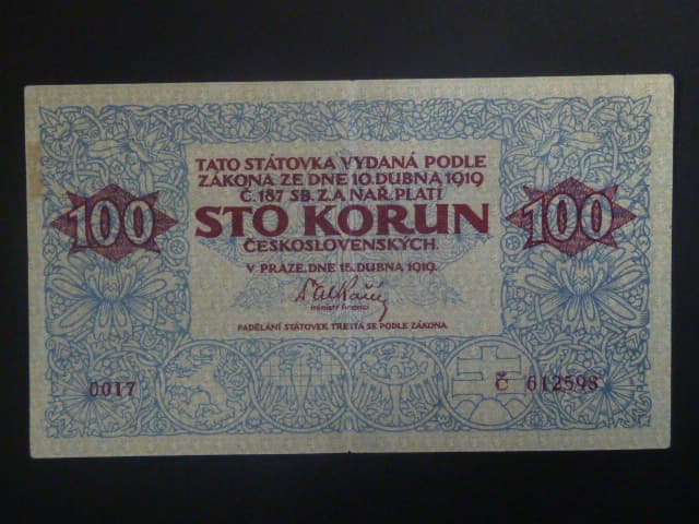 100 Kč 1919 série 0017