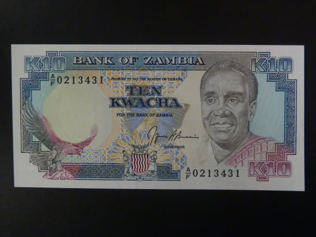 ZAMBIE, 10 Kwacha 1989, BNB. B132b, Pi. 31b, varianta podpisu