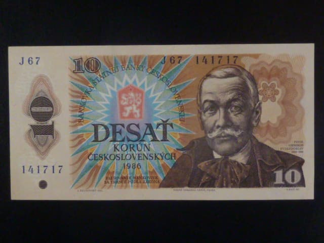 10 Kčs 1986 série J 67, II. tisková deska