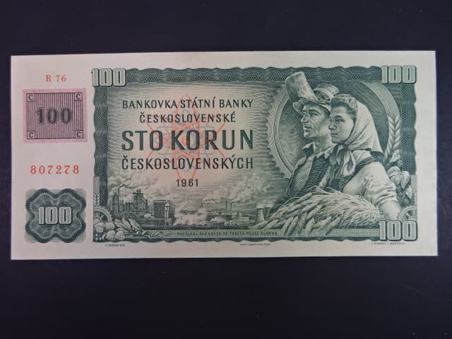 100 Kč 1961/1993 série R 76, kolek, široký číslovač 1c