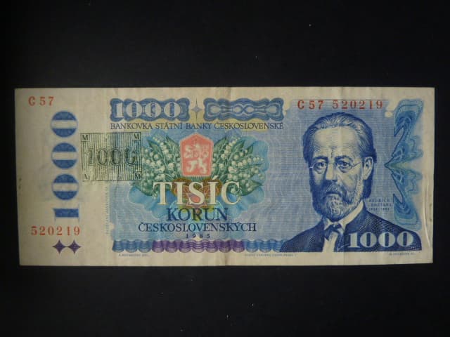 padělek, 1000 Kč 1985/1993 série C 57, kolek tištěný - dobový padělek