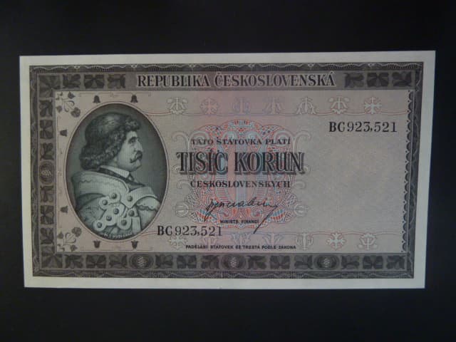 1000 Kčs 1945 série BC, perf. "3md" nad sebou