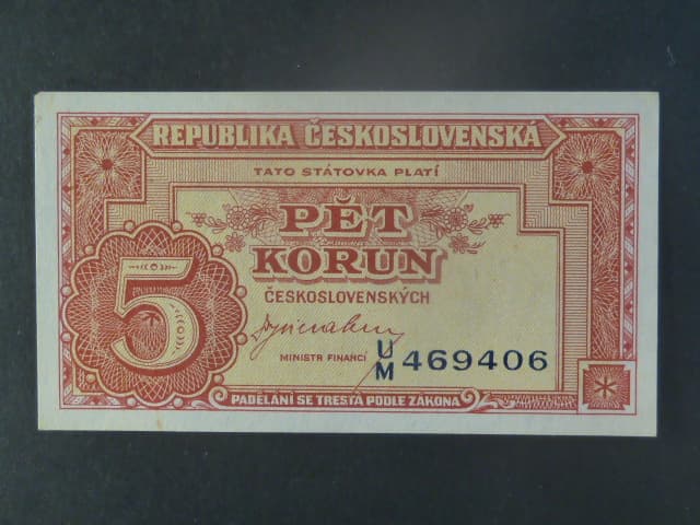 5 Kčs 1945 série U/M