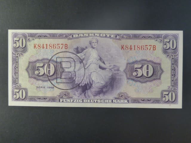 Vydání pro Berlín, 50 Deutsche Mark 1948 série K/B s přetiskem B, Ros. 243, Grab. WBZ-19a