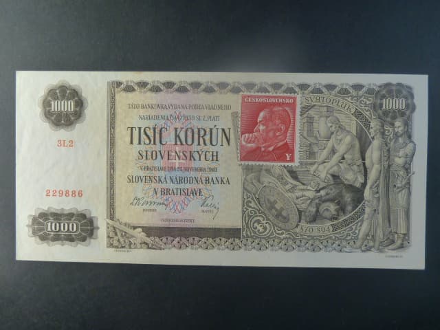 1000 Ks 1940, kolkovaná série 3L2, s kolkem s hrubým řádkovým zoubkováním Řz 12, vzácná varianta