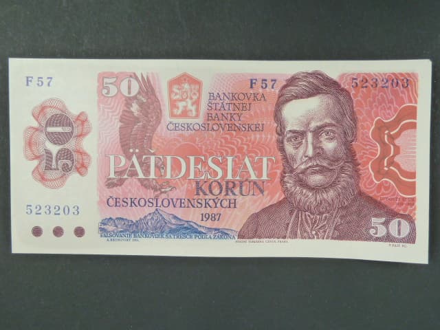 50 Kčs 1987 série F 57, sériové čísla dál od sebe