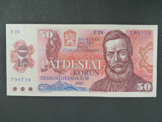 50 Kčs 1987 série F 24, sériové čísla blíž u sebe