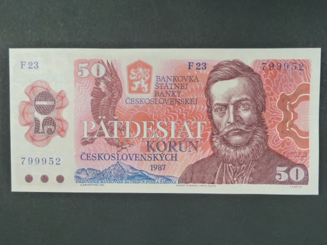 50 Kčs 1987 série F 23, sériové čísla blíž u sebe