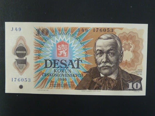 10 Kčs 1986 série J 49, II. tisková deska