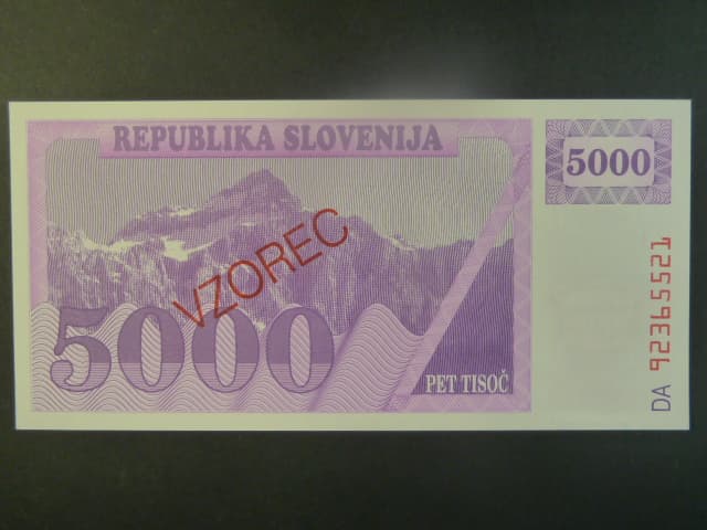 5000 Tolarjev 1992, BNB. B210as2, Pi. 10, s přetiskem VZOREC