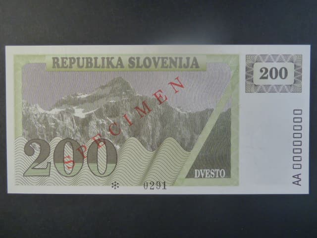 200 Tolarjev 1990, BNB. B207as, Pi. 7, s přetiskem SPECIMEN, anulát