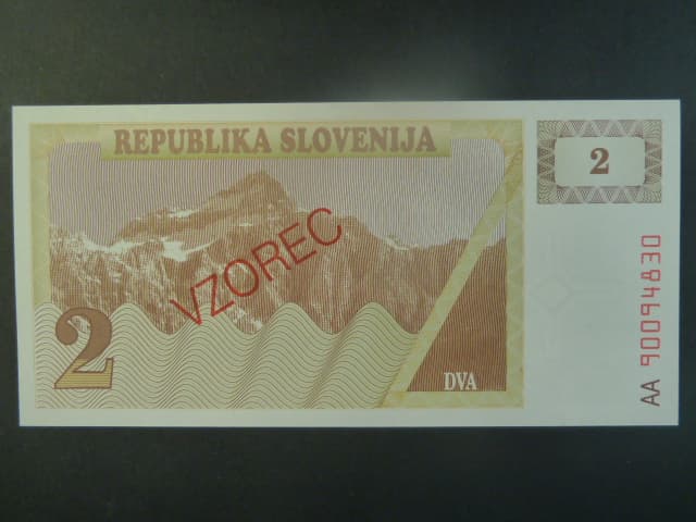 2 Tolarjev 1990, BNB. B202as2, Pi. 2, s přetiskem VZOREC