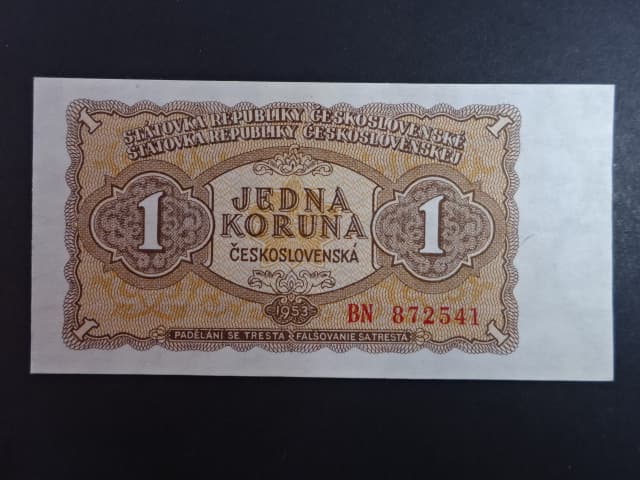 1 Kčs 1953 série BN, tiskárna Goznak Moskva