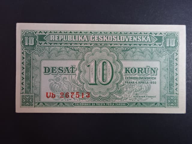 10 Kčs 1950 série Ub