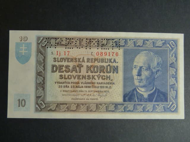 10 Ks 1939 série Ij 17, s perf. SPECIMEN nahoře