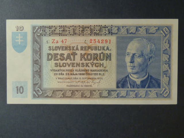10 Ks 1939 série Za 47, s perf. SPECIMEN nahoře