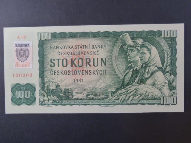 100 Sk 1961/1993 série X 82 100200, kolkovaná číslovač 2d