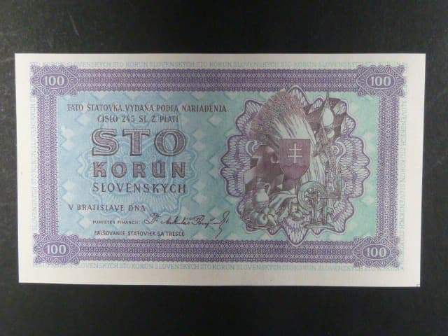 100 Ks 1945, nevydaná, modrozelená, oboustranná