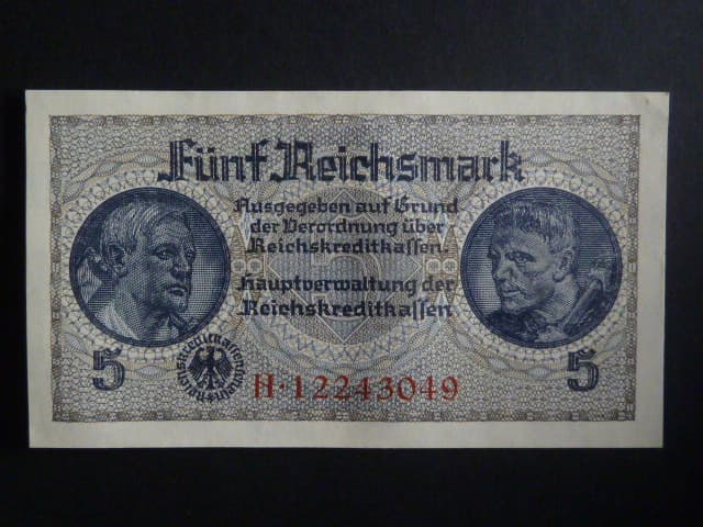 vydání pro obsazené území 1939-45, 5 Reichsmark série H, Ros. ZWK-4a