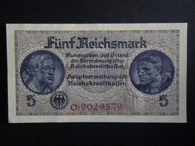 vydání pro obsazené území 1939-45, 5 Reichsmark série O, Ros. ZWK-4a